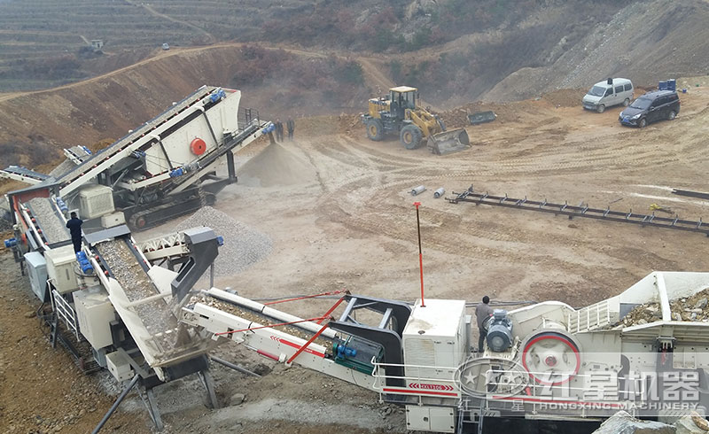 移動建筑垃圾破碎機生產現場